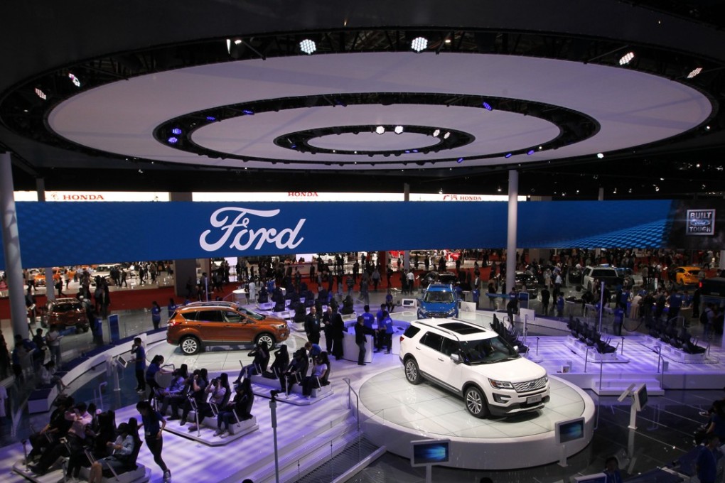 The Ford Motor Company showcase at the 17th Shanghai International Automobile Industry Exhibition in April this year. A strategic alliance between the US carmaker and e-commerce company Alibaba Group Holding is widely expected to disrupt the jobs of car salesmen at dealerships across China. Photo: Simon Song