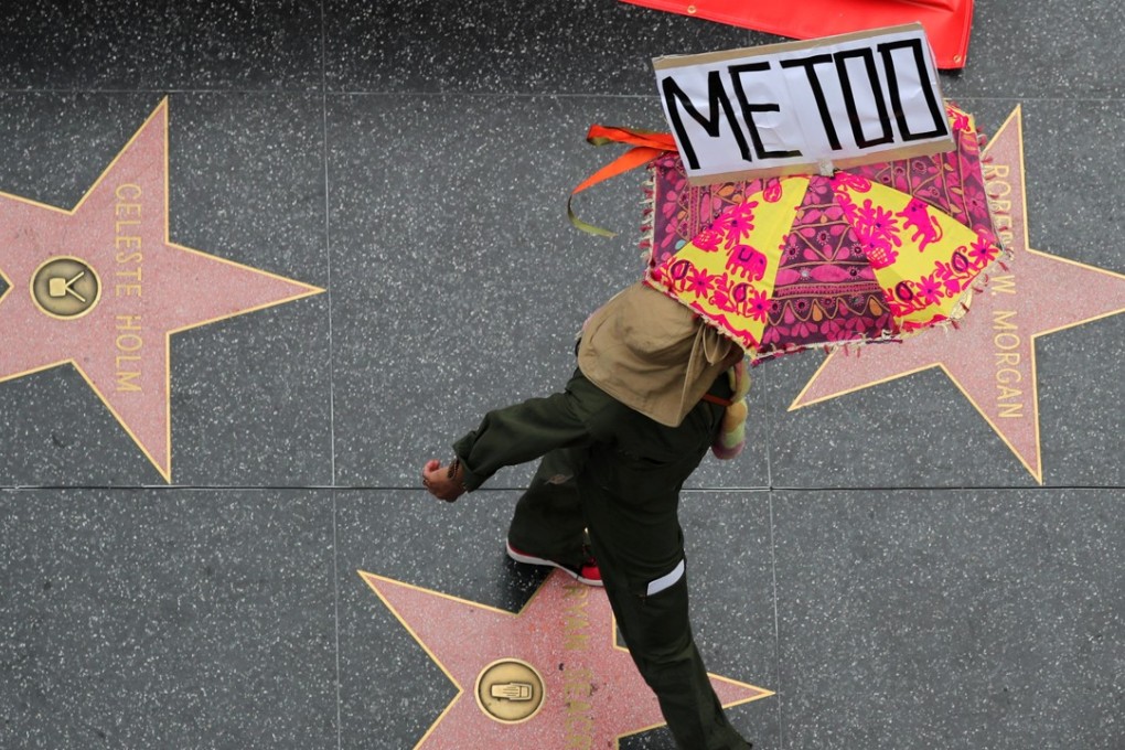A demonstrator takes part in a #MeToo protest in Hollywood. Photo: Reuters