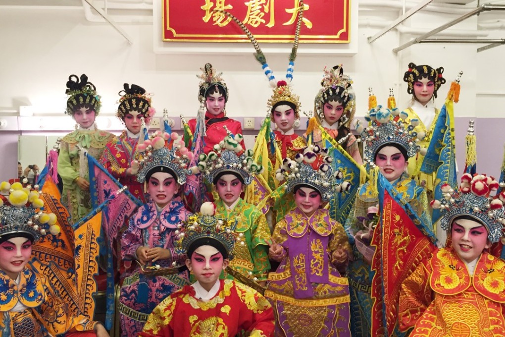 Yang Lit-wah (centre, in purple) won the solo singing in last year's Cha Duk Chang interschool Cantonese Opera competition.