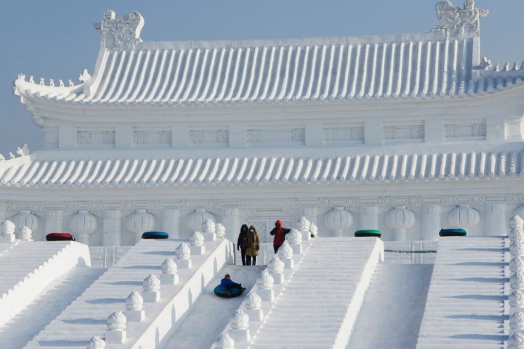 An ice sculpture of Beijing's Forbidden City, in Harbin. Picture: Alamy