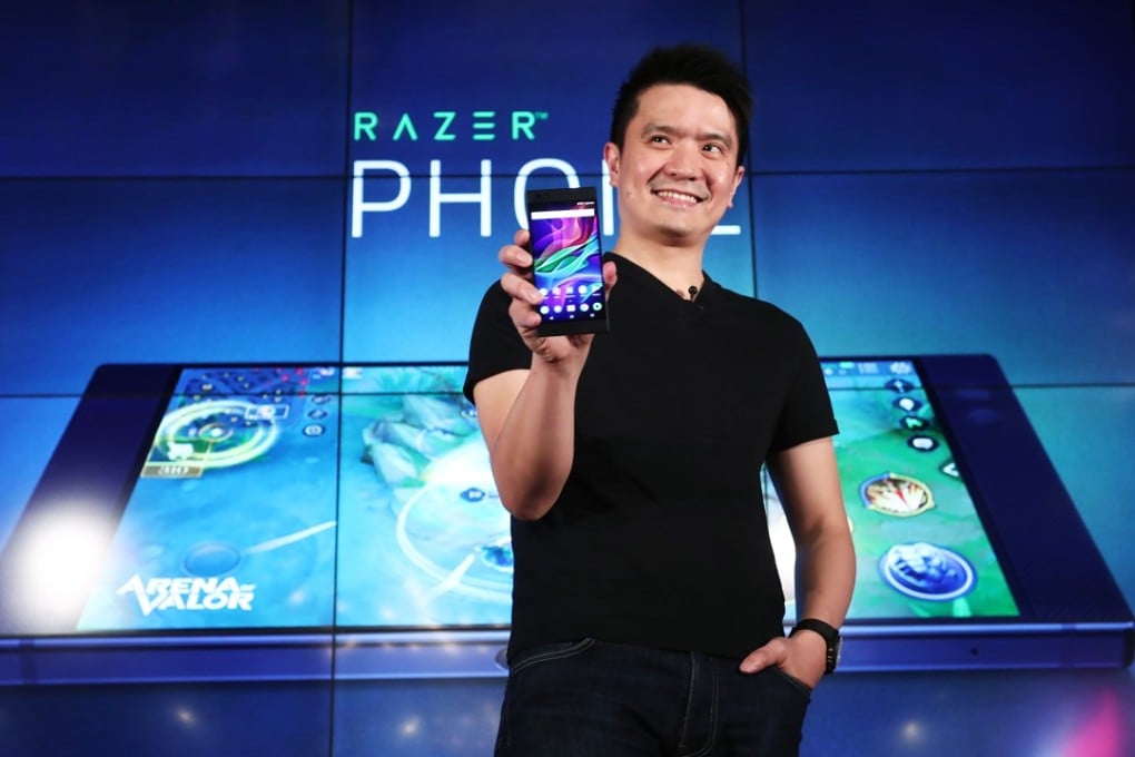 Tan Min-Liang, CEO of Razer, at the launch of the Razer phone in Hong Kong on Wednesday. Photo: Edward Wong