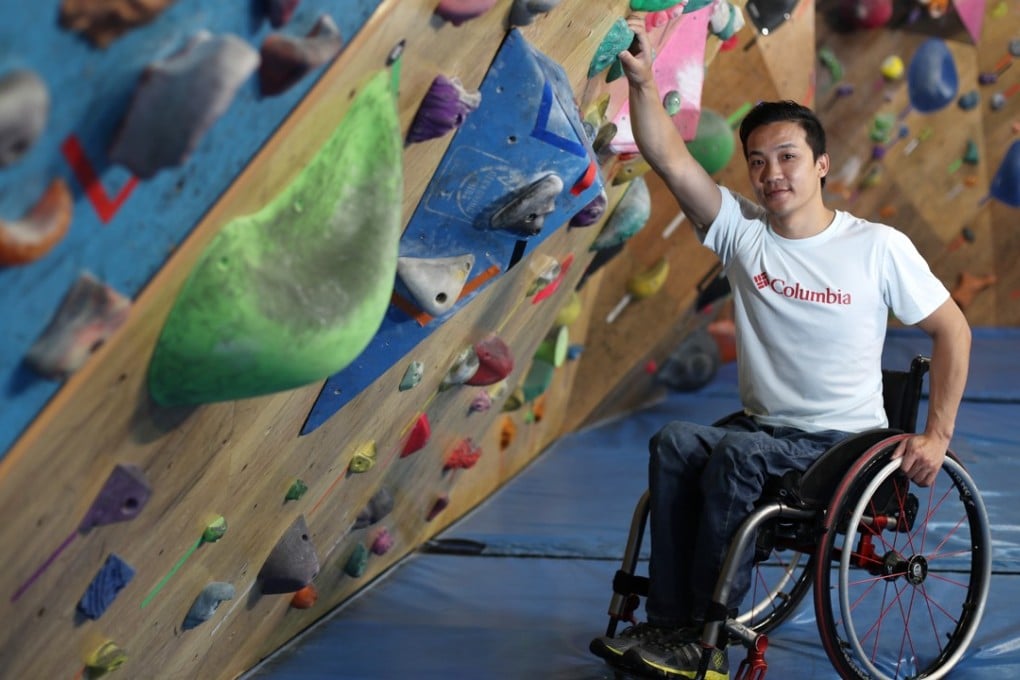 Wheelchair-bound rock climber Lai Chi-wai is the only Chinese nominee in his category. Photo: Nora Tam