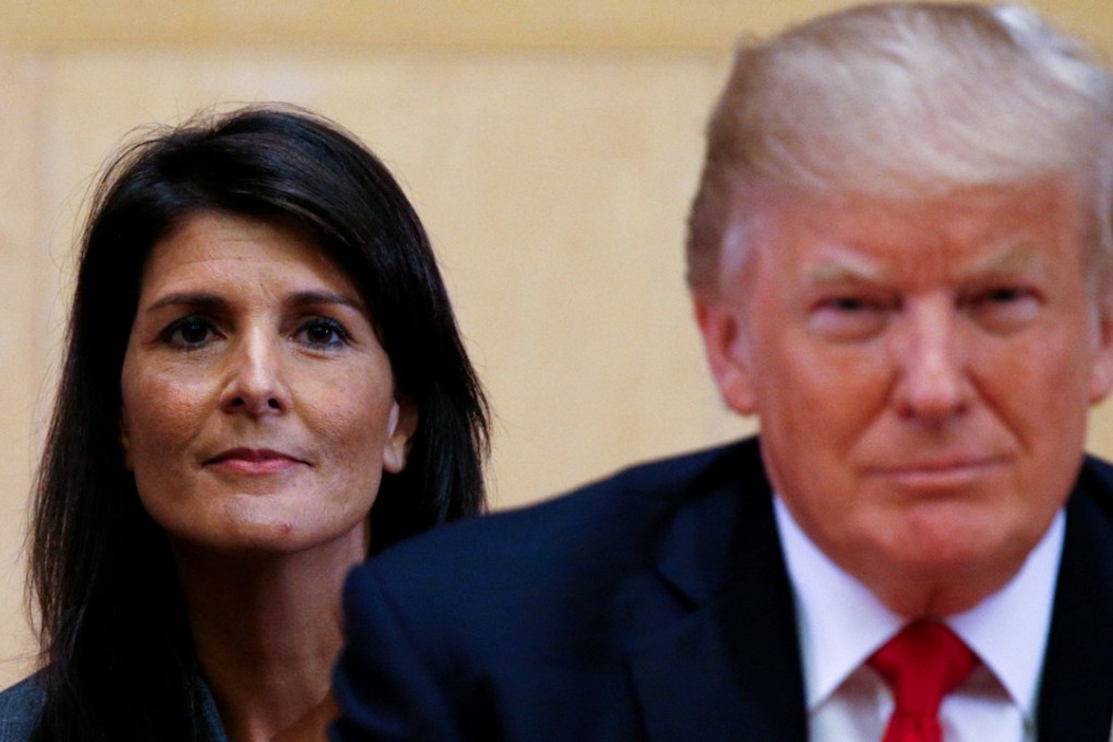 US Ambassador to the UN Nikki Haley and US President Donald Trump. Photo: Reuters