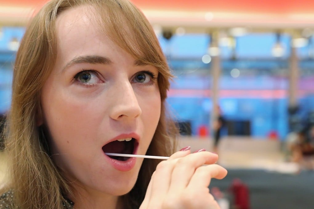 Lauren James getting DNA-tested as part of Pure Fitness’ new exercise recommendation scheme. Photo: K.Y. Cheng
