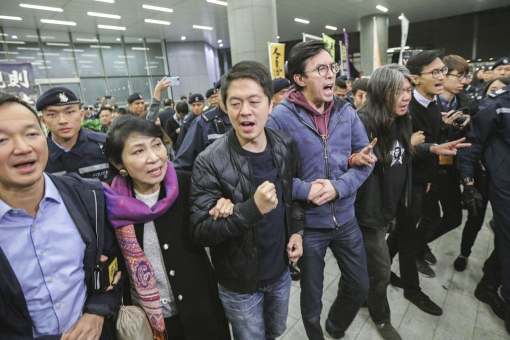 Pan-Democracy members camp outside the Legislative Council in Tamar in protest of the recent change in rules at the Legislative Council. Photo: Felix Wong
