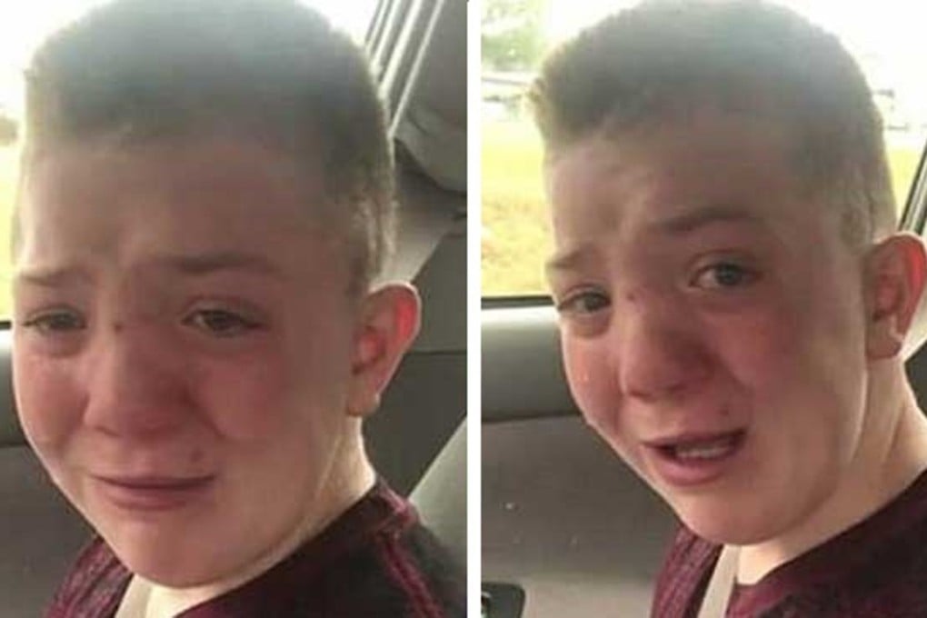 Tennessee sixth-grader Keaton Jones makes a tearful anti-bullying plea in scenes from a video originally posted to Facebook by his mother, Kimberly Jones. Photo: Facebook / Kimberly Jones