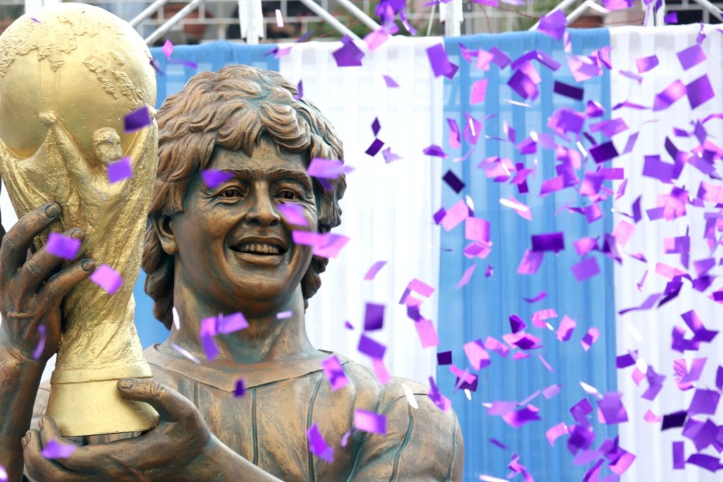A statue of Argentine World Cup winner Diego Maradona is unveiled in Calcutta. Photo: EPA