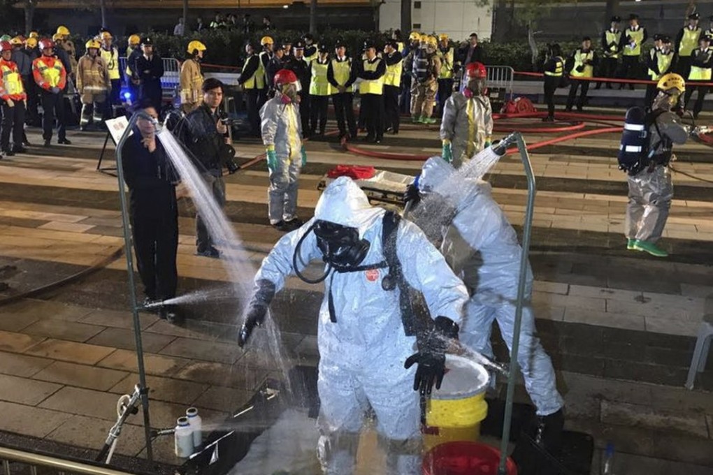 Police and government units face chemical ‘bomb’ in anti-terror drill ...