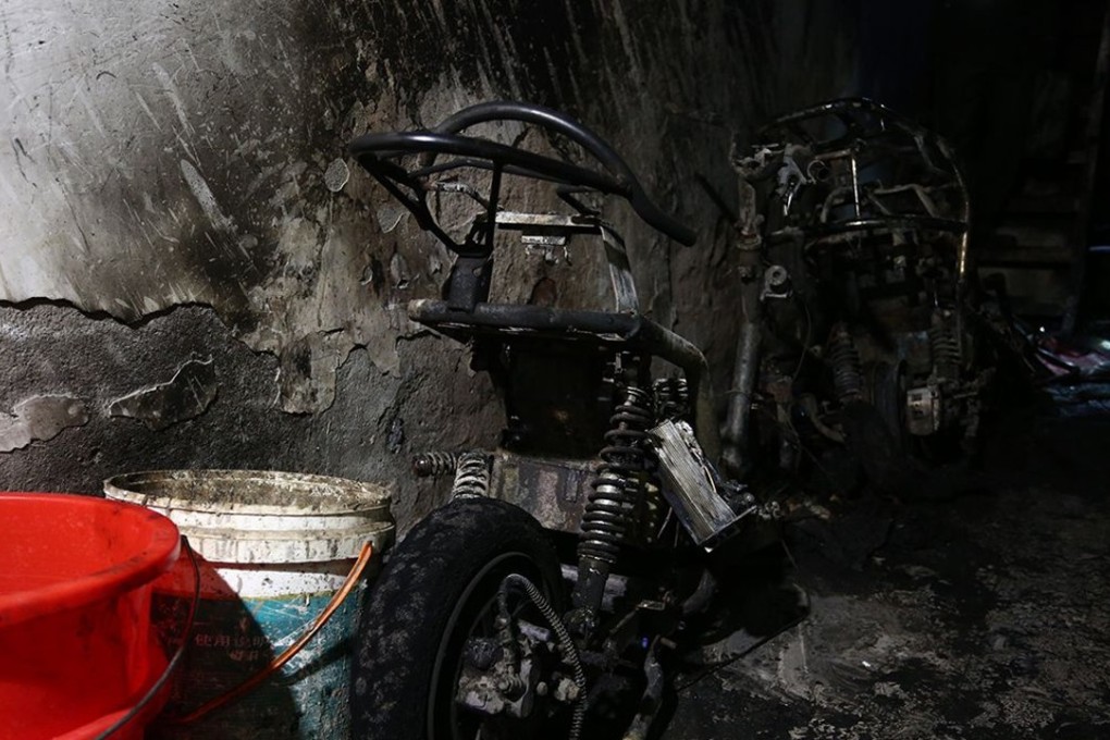 Fire authorities say the blaze started from plugged-in electric bicycles. Photo: Weibo