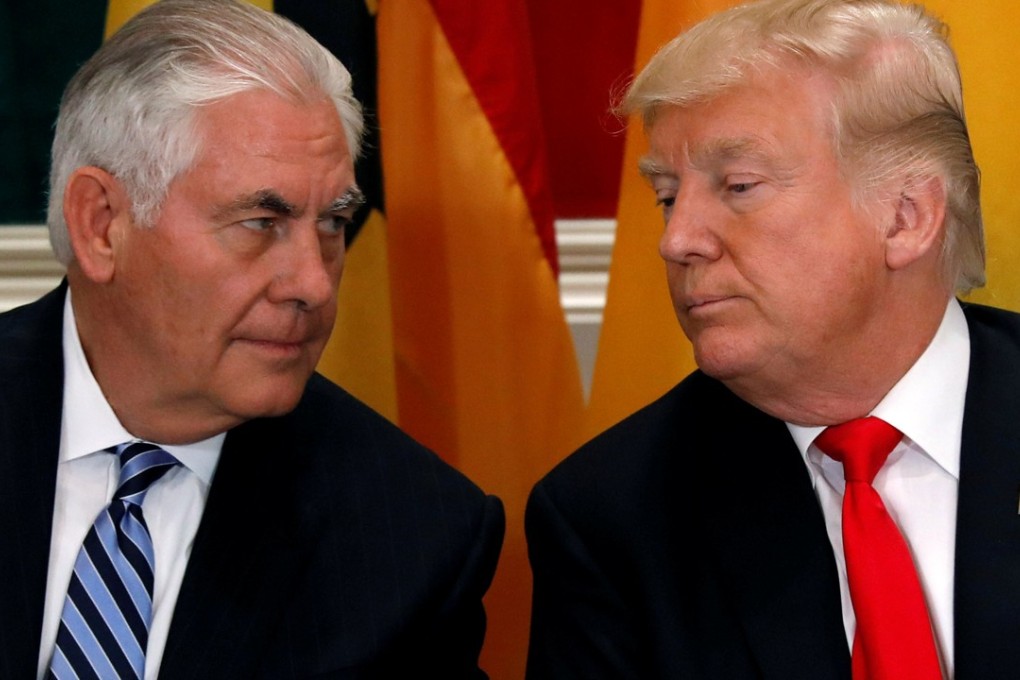 US Secretary of State Rex Tillerson confers with President Donald Trump at the UN General Assembly in New York, in September. Photo: Reuters
