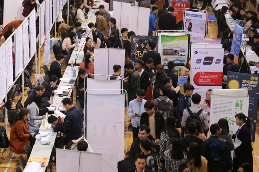 Jobseekers attend a careers fair at Zhengzhou University in Henan province last month. Photo: Reuters