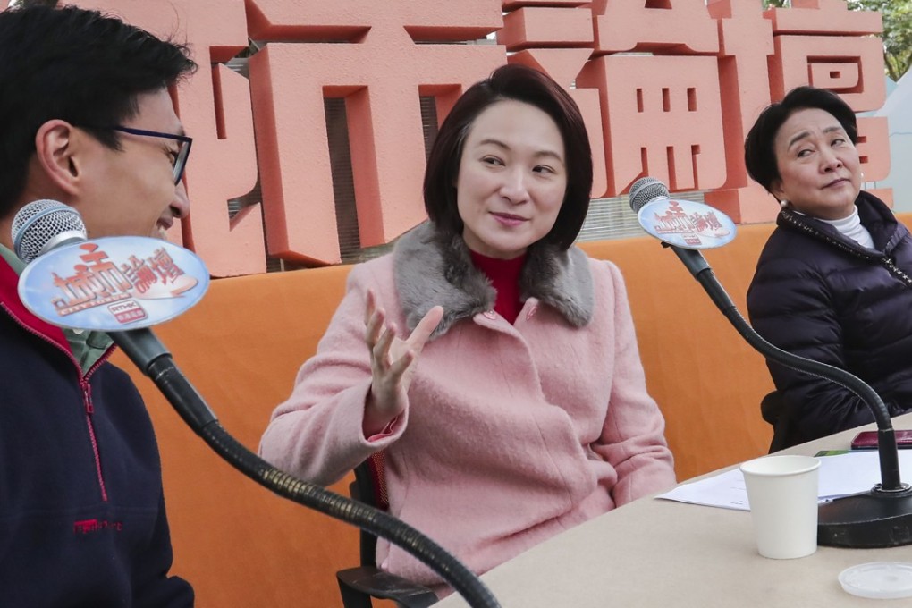 From left: Eddie Chu, Starry Lee and Emily Lau Wai-hing exchange heated words on RTHK on Sunday. Photo: Jonathan Wong