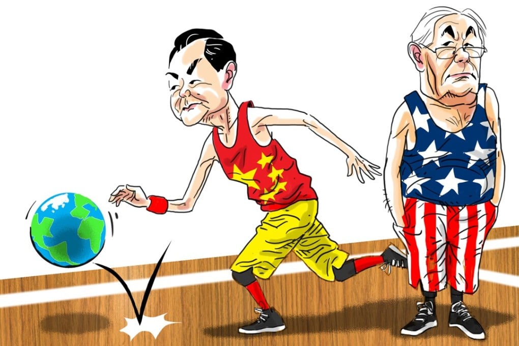 Whereas the foreign minister of China looks secure and competent, the American one looks shaky, even over his head. Illustration: Craig Stephens