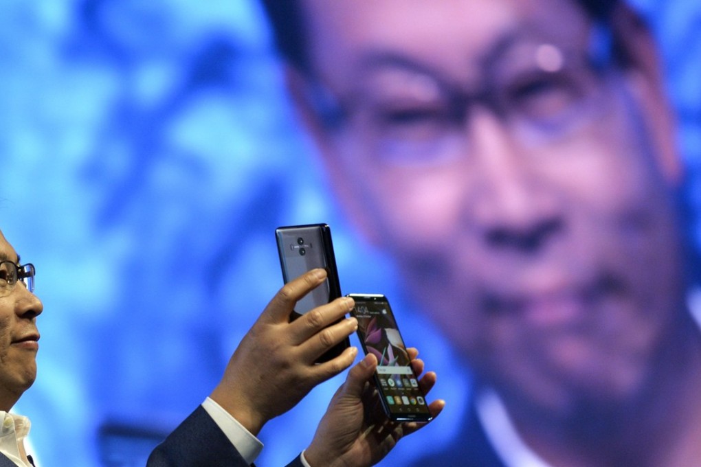 Richard Yu Chengdong, the chief executive of Huawei Technologies’ consumer business group, said the Chinese company’s latest flagship smartphone model, the Mate 10, will become available in the United States from next year. Photo: EPA