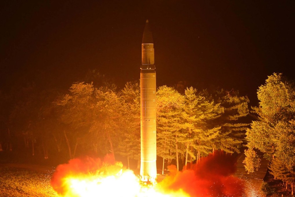 A North Korean Hwasong-14 intercontinental ballistic missile is launched from an undisclosed site. The former head of China’s Korean peninsula affairs office said on Wednesday that Kim Jong-un was to blame for the current nuclear crisis. Photo: AFP