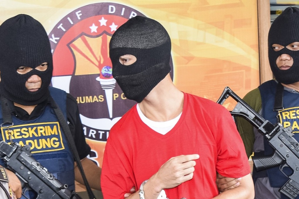 US prisoner Christian Beasley at Badung Police headquarters in Bali, Indonesia. Photo: EPA