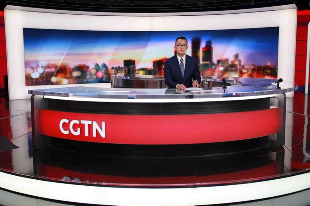 A presenter on a set in a CGTN studio. Photo: Handout