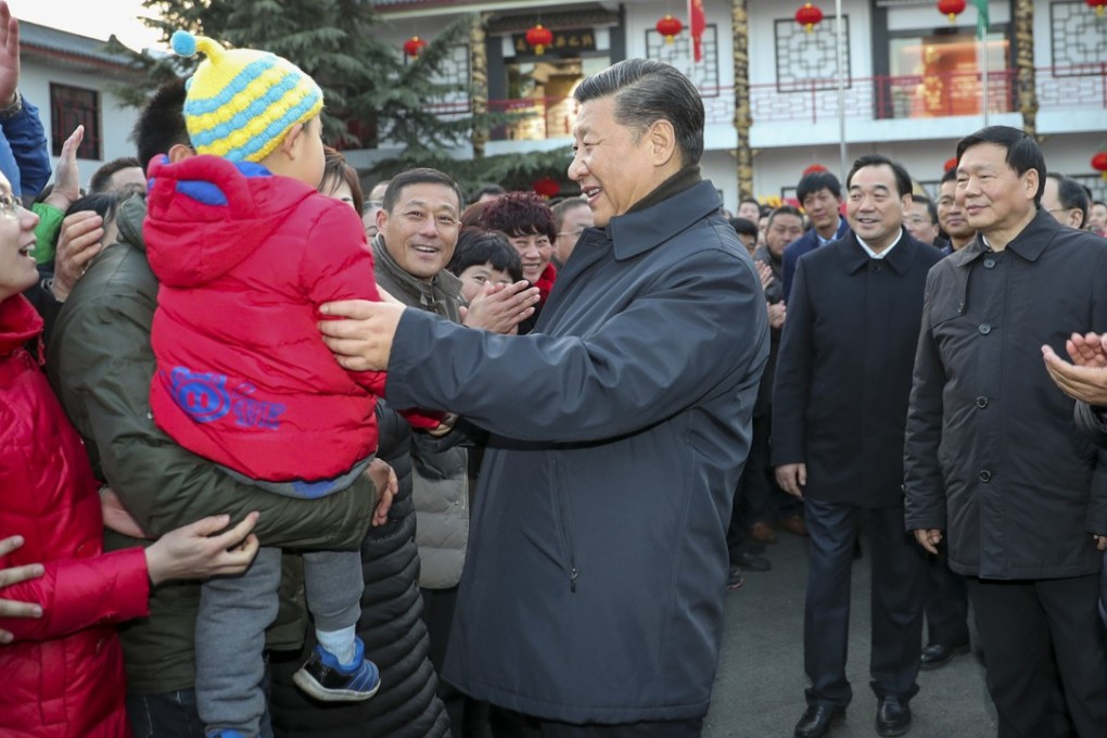 President Xi Jinping meets villagers in Mazhuang, Xuzhou last week during a tour in eastern Jiangsu province. Xi is aiming to make good on the party’s promise to build “a comprehensive well-off society” by 2020. Photo: Xinhua