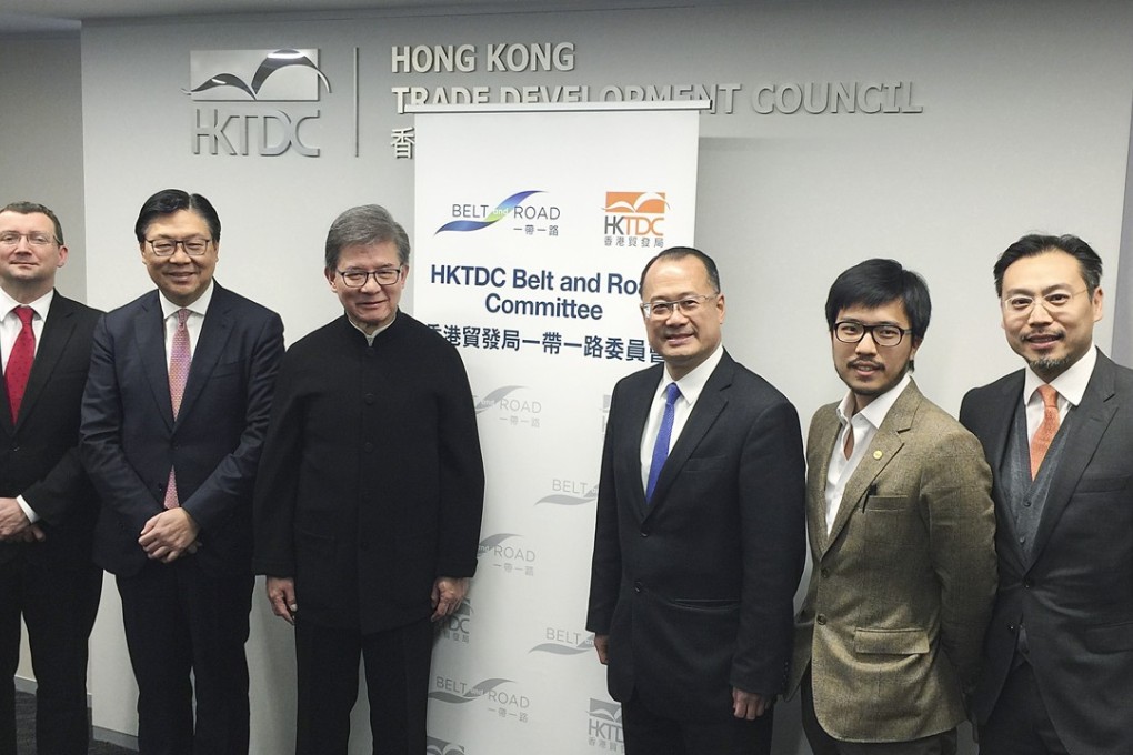 Belt and Road Committee’s members (from left) Andrew Weir, Frederick Ma Si-hang, Vincent Lo Hong-sui, Jonathan Choi Koon-sum, Nicholas Ho Lik-chi and Jason Chiu. Photo: Tony Cheung