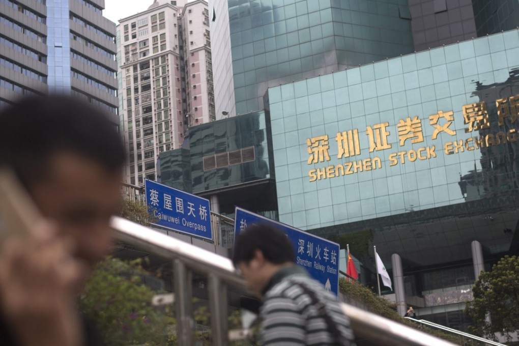 The stock exchange in Shenzhen. As of December 8, 1,088 listed Chinese companies had invested in wealth management products, according to data provider Wind. Photo: EPA
