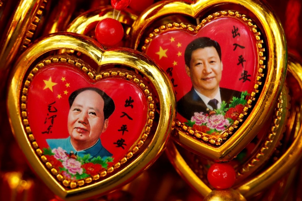 Portraits of President Xi Jinping and Mao Zedong feature on souvenirs on display at a shop near the Forbidden City in Beijing last year. Photo: Reuters