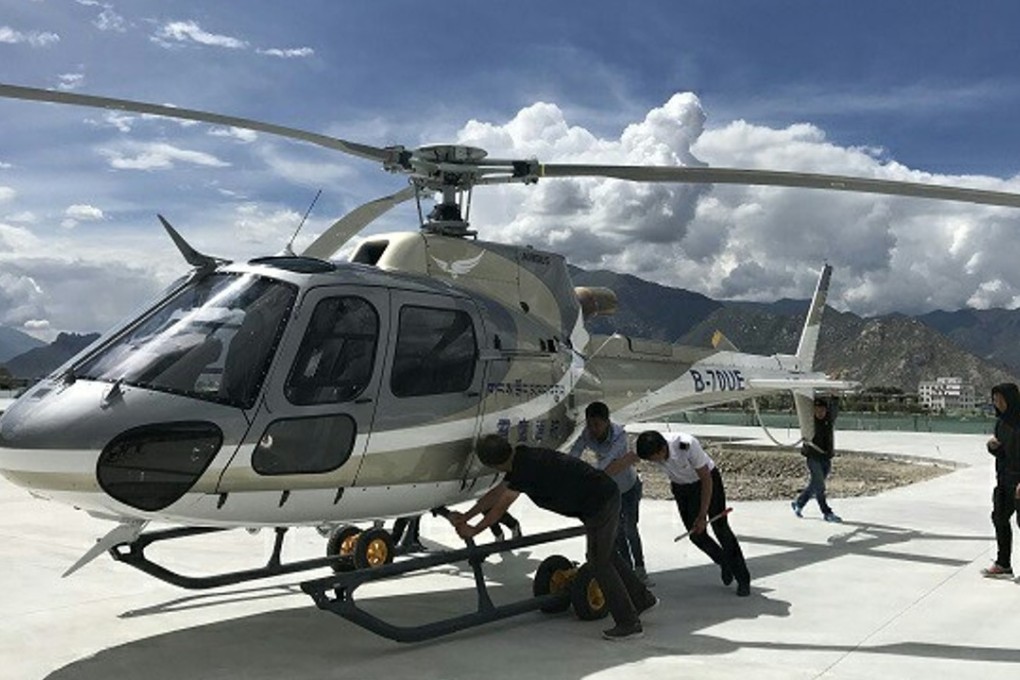 Airbus H125s are used in the newly launched tours over Lhasa, the Tibetan capital. Photo: Weibo