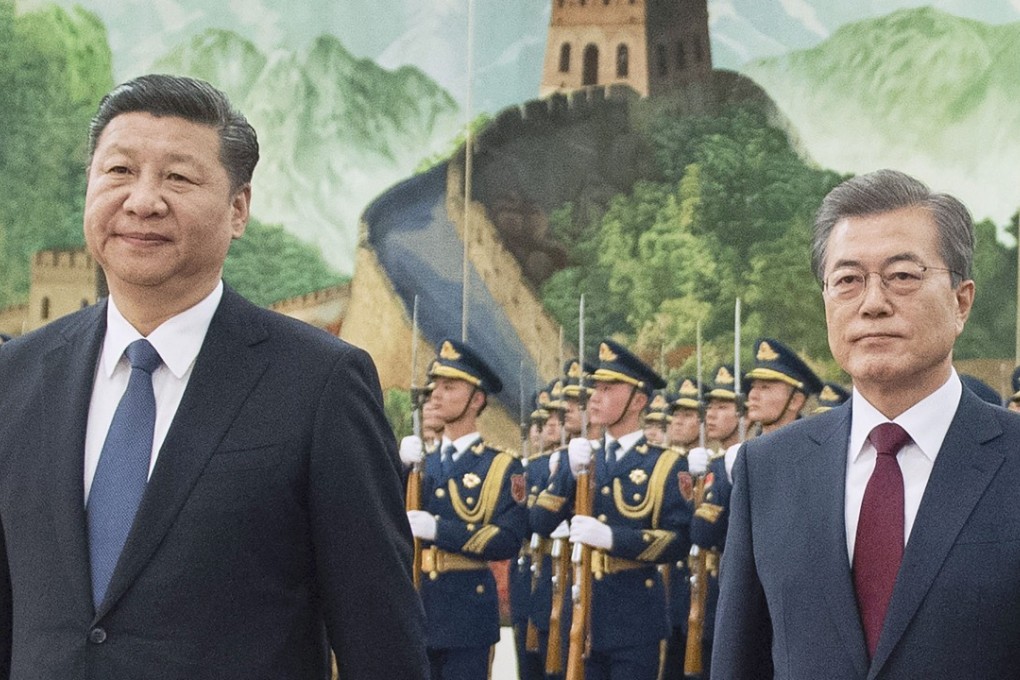 Chinese President Xi Jinping and South Korean President Moon Jae-in attend a ceremony at the Great Hall of the People in Beijing during Moon’s visit this month. Photo: Kyodo