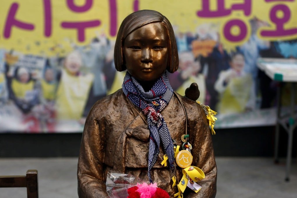 A ‘comfort woman’ statue in front of the Japanese embassy in Seoul. Photo: Reuters