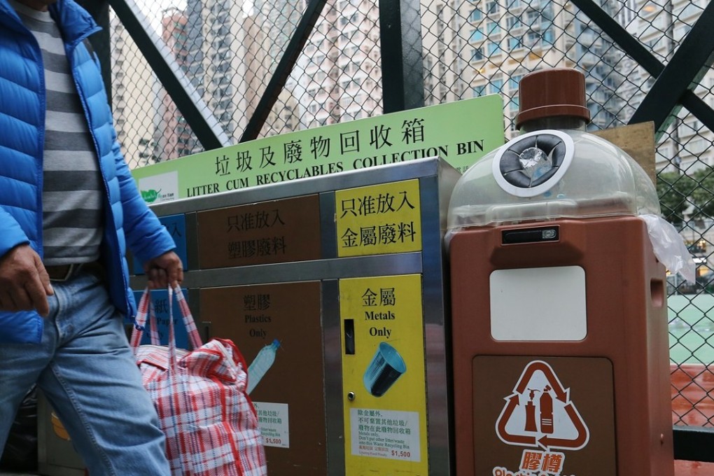 Recycling bins in Mong Kok. Photo: Dickson Lee