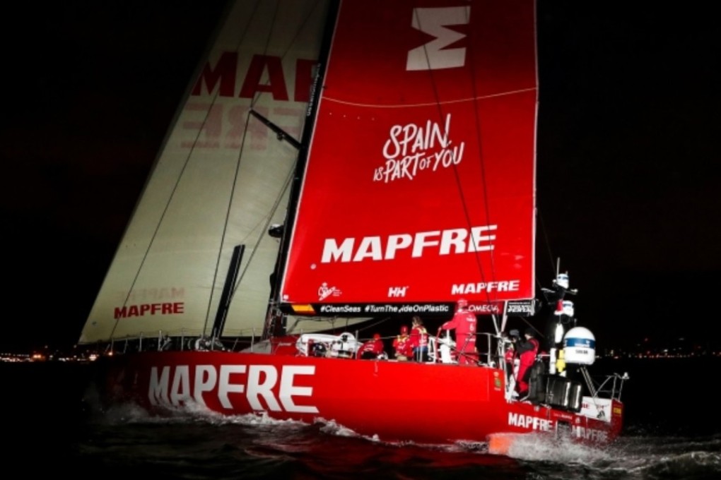 Mapfre enters Melbourne to win leg 3 of the Volvo Ocean Race on December 24, 2017. Photo: Volvo Ocean Race