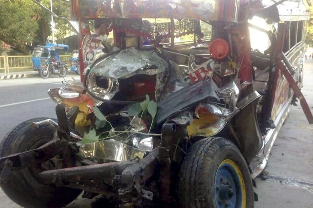 The damaged jeepney. Photo: AP