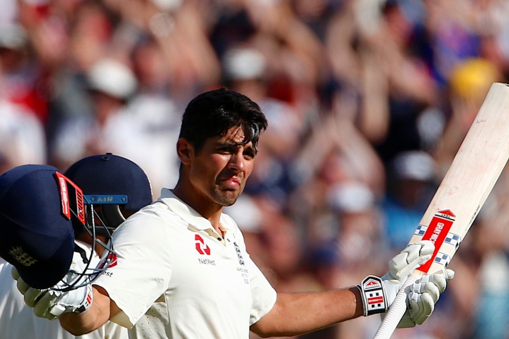 England's Alastair Cook celebrates after making his century during the second day of the fourth Ashes test. Photo: Reuters