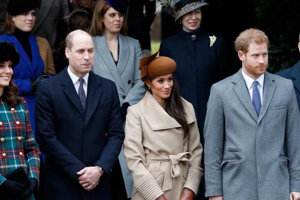 Britain's Catherine, Duchess of Cambridge, (L) and Britain's Prince William, Duke of Cambridge, (2L), US actress and fiancee of Britain's Prince Harry Meghan Markle (2R) and Britain's Prince Harry (R) stand together as they wait to see off Britain's Queen Elizabeth II after attending the Royal Family's traditional Christmas Day church service at St Mary Magdalene Church in Sandringham, Norfolk, eastern England, on December 25, 2017. Photo: AFP/Adrian DENNIS