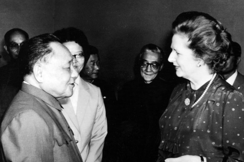 A September 24, 1982 file photo of late Communist Party chairman Deng Xioping with Britain’s' then prime minister Margaret Thatcher, in Beijing. Photo: AP