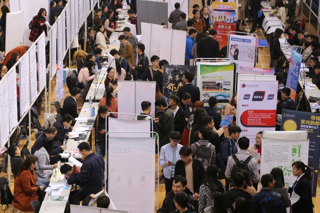 Job seekers attend a career fair in Zhengzhou University in Zhengzhou, Henan province, China. Photo: Reuters