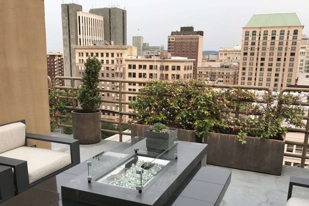 The view of Portland from a Sentinel hotel room terrace.