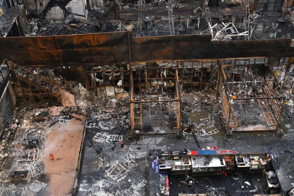 A general view of the restaurants destroyed in a fire in Mumbai, India. Photo: Reuters