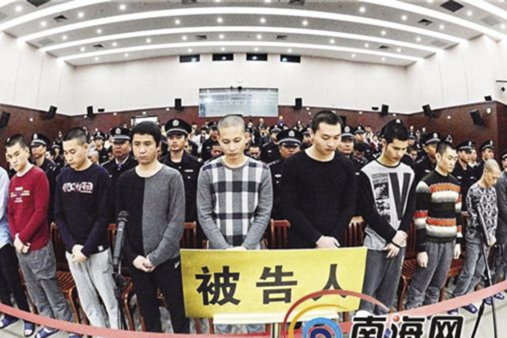 A court in southern China has sentenced 36 people to prison terms of up to 25 years for gang crimes including murder, assault and setting up illegal casinos. Photo: Legaldaily.com.cn