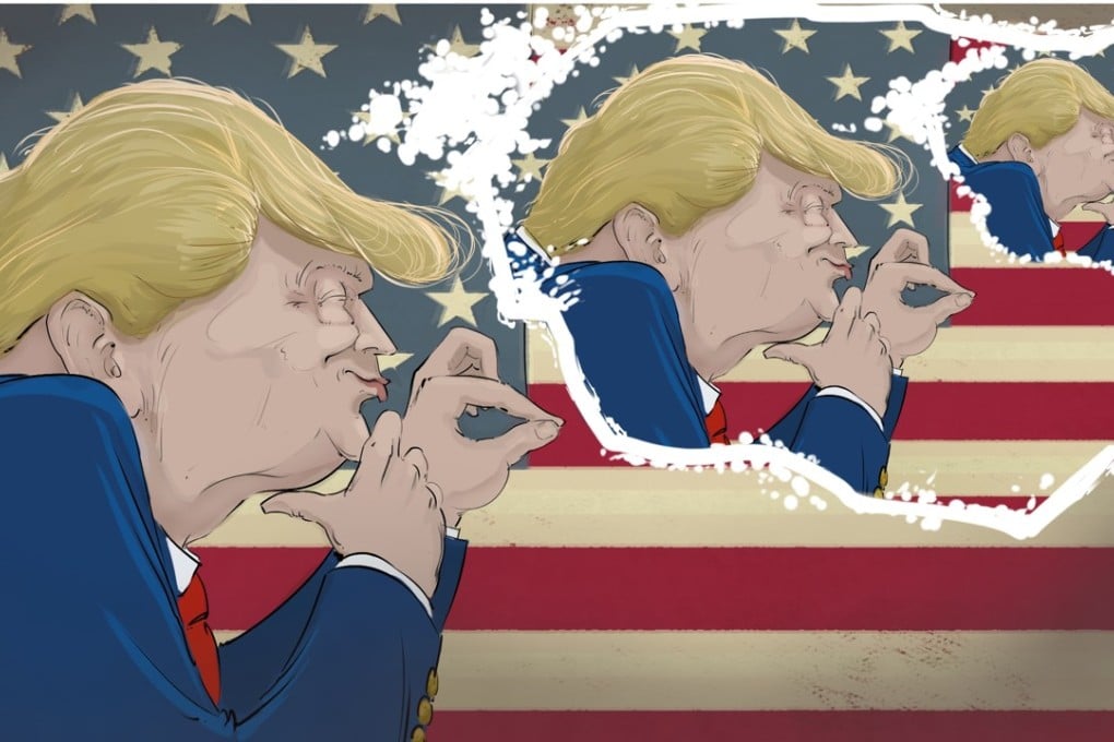 Donald Trump’s mind tends towards the blunt-binary – “they” are either for us or against us. This kind of mind soaks in self-congratulation, ­almost bathing in a buoyant mentality that talks only to itself, as if to minimise contradiction or interruption. Illustration: Timothy McEvenue