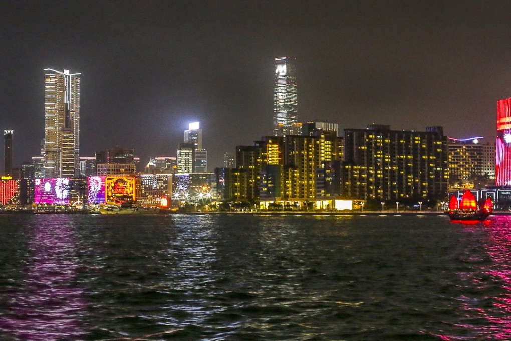 Lighting advertisement and Chritmas display are seen in the waterfront of Tsim Sha Tsui East and Hung Hom. Photo: Dickson Lee