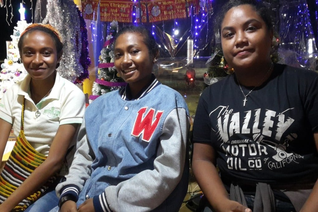 (From left) Mega Imbiri, Maria Korwa and Maria Hestina, three millennials who are excited about their futures in Sorong. Photo: Handout