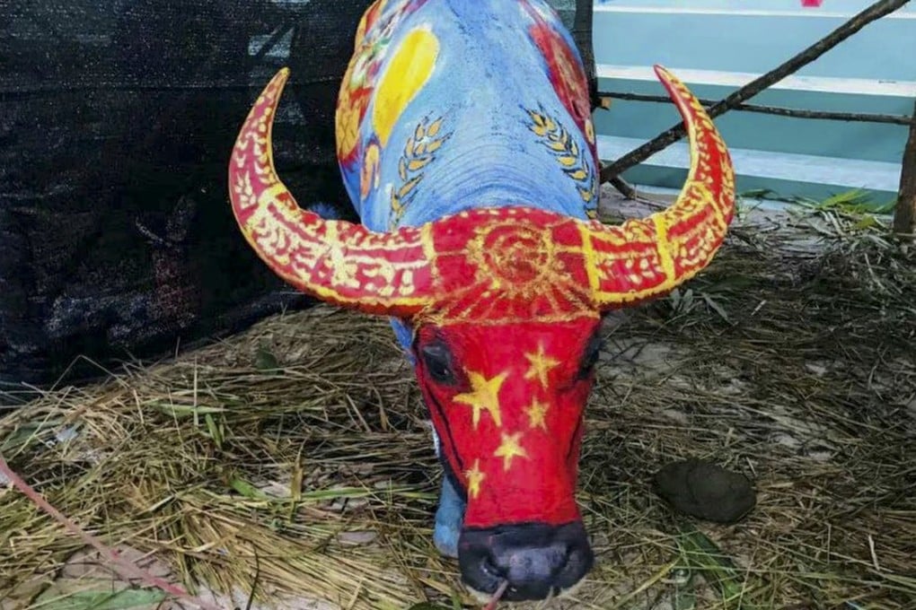 One of the buffaloes painted in the competition. Photo: Xinhua
