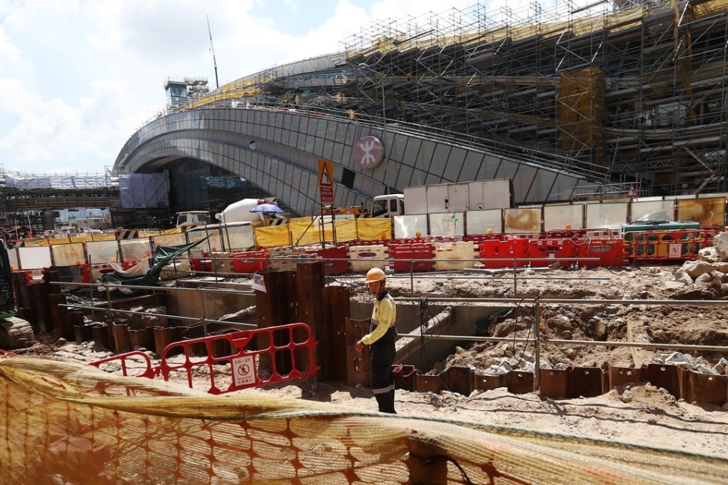 Construction work at the West Kowloon terminus of the Guangzhou-Shenzhen-Hong Kong Express rail link. Photo: Nora Tam