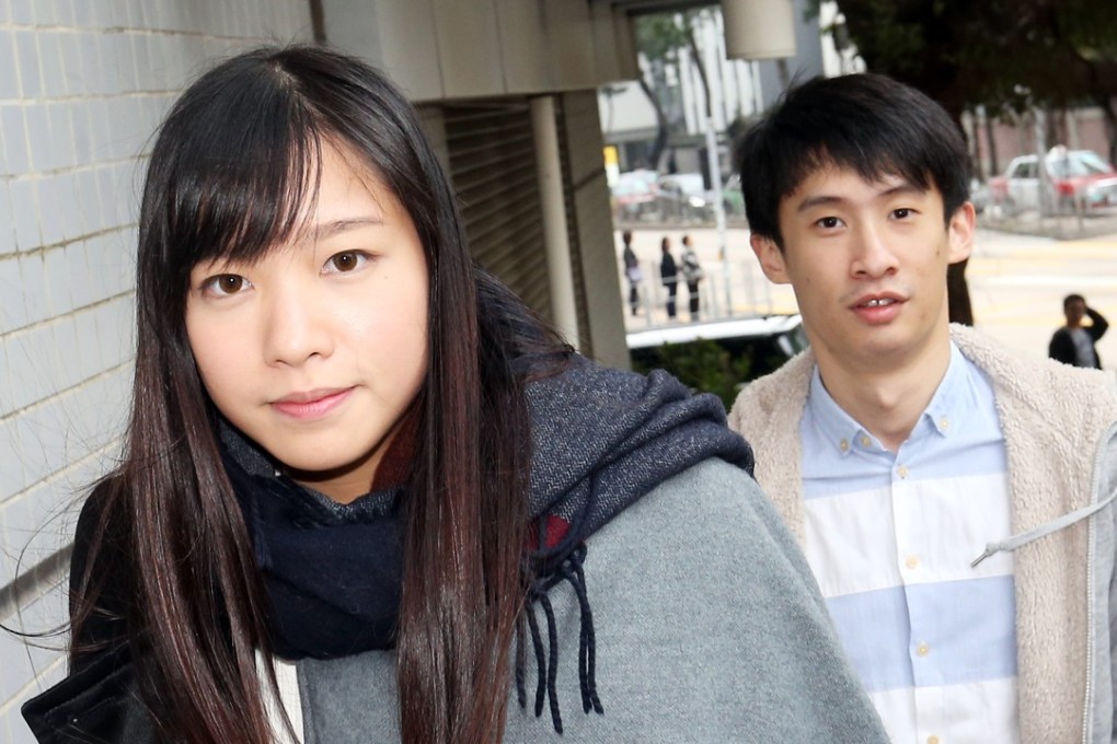 Co-defendants Yau Wai-ching and Baggio Leung arriving at Kowloon City Court on Friday. Photo: Dickson Lee
