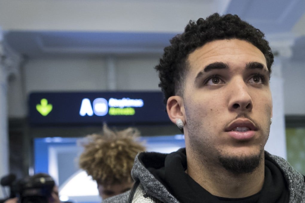 American basketball player LiAngelo Ball arrives at the international airport in Vilnius, Lithuania, ahead of joining local side Prienu Vytautas. Photo: AP