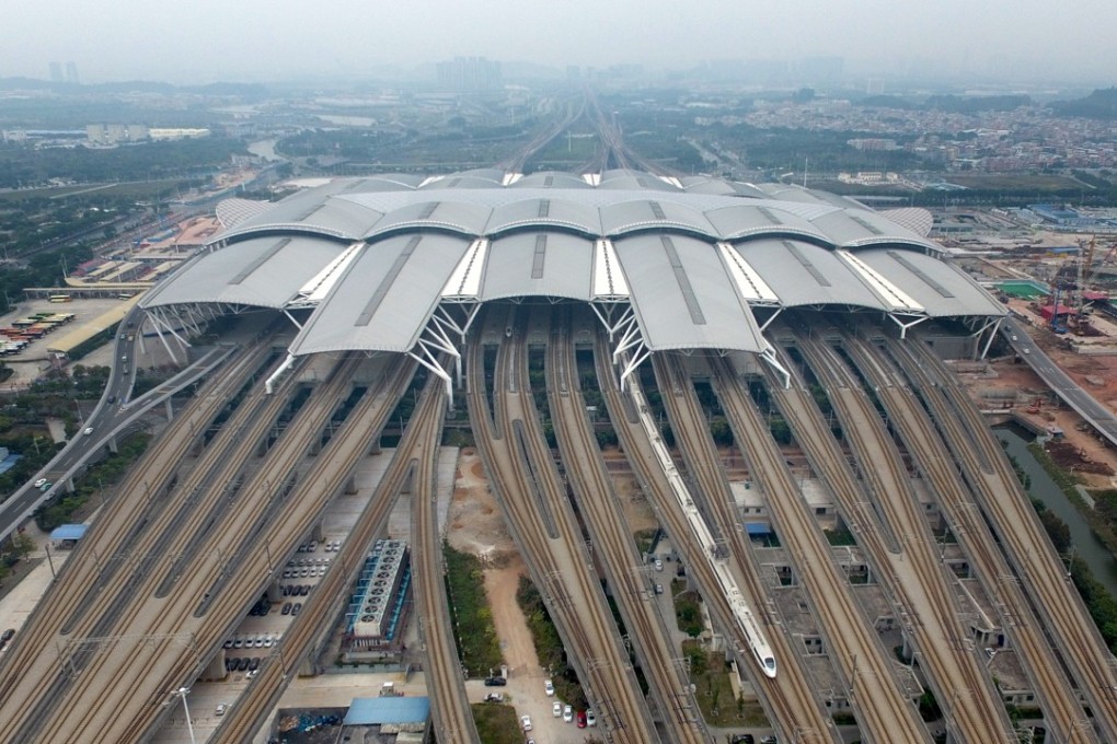 Guangzhou South railway station. China has banned the practice of entrusted loans, which was a popular form of shadow funding for infrastructure projects. Photo: Xinhua