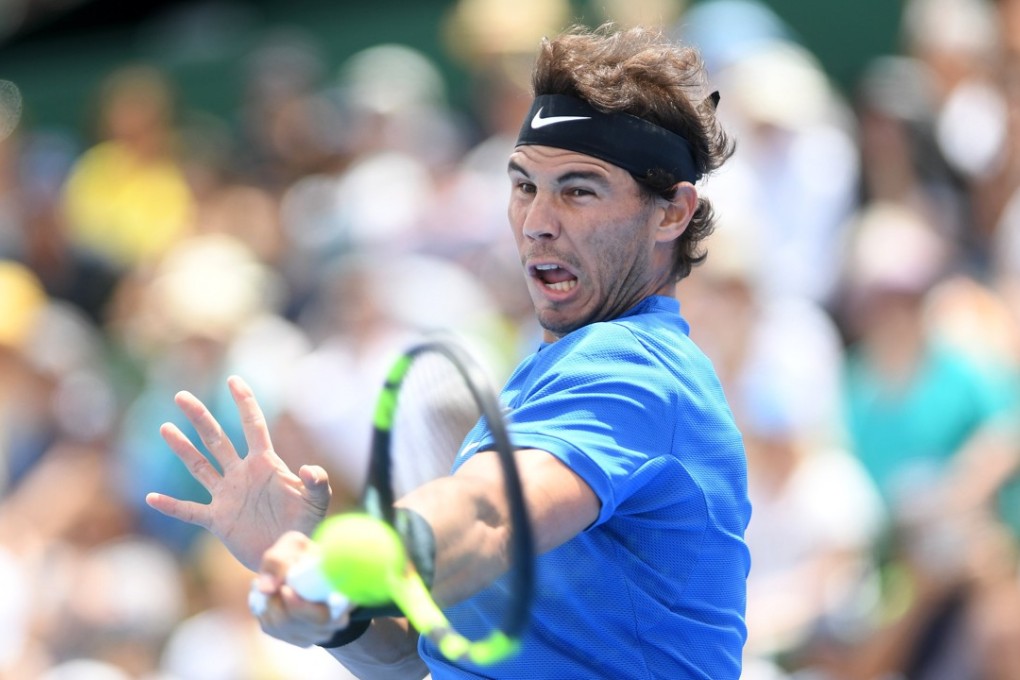 Rafael Nadal in action against Richard Gasquet during the Kooyong Classic exhibition event in Melbourne. Photo: EPA