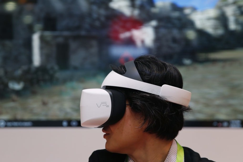 Virtual reality goggles by Huawei are tested during CES on Tuesday in Las Vegas, Nevada. One in every three exhibitors at this year’s show is from China. Photo: AP