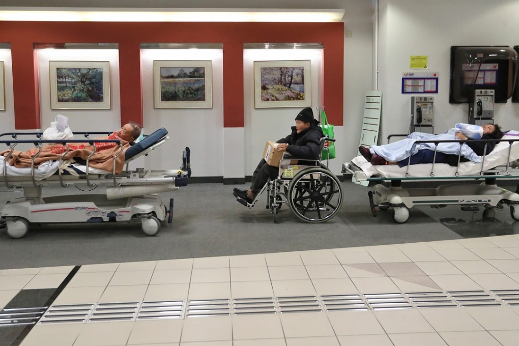 Patients wait in the lobby at Tseung Kwan O Hospital. Photo: Nora Tam