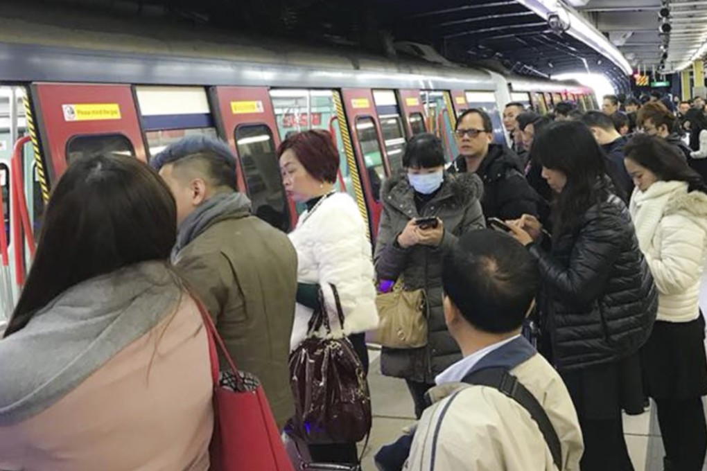 Commuters waiting for the trains to resume service at Tai Wo station. Photo: Facebook